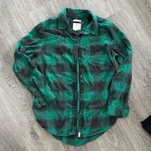 American Eagle Green and Gray Boyfriend Shirt